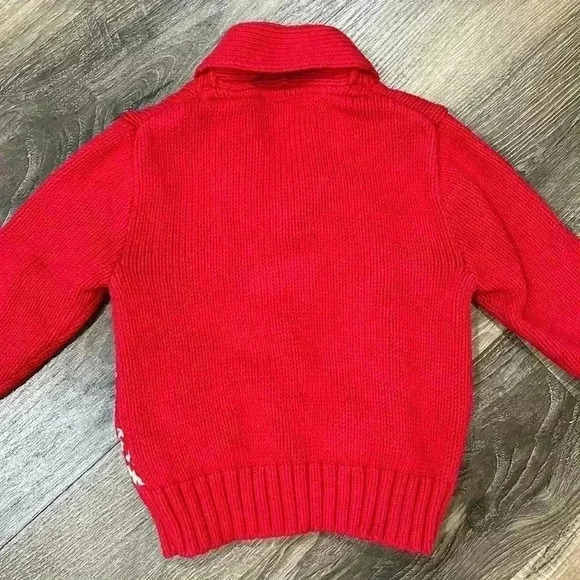 GAP Christmas shawl neck cardigan sweater toddler size 2 years red deer design - Picture 8 of 12